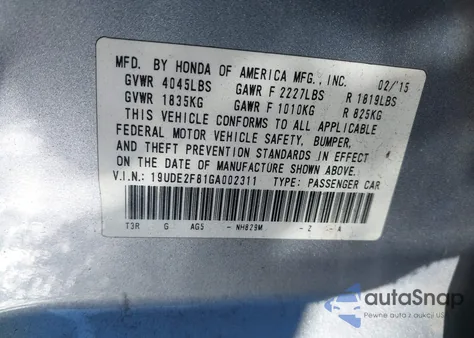 2016 Acura Ilx Premium A-Spec Packages/Technology Plus A-Spec Packages z USA, uszkodzony, nr VIN 19UDE2F81GA002311